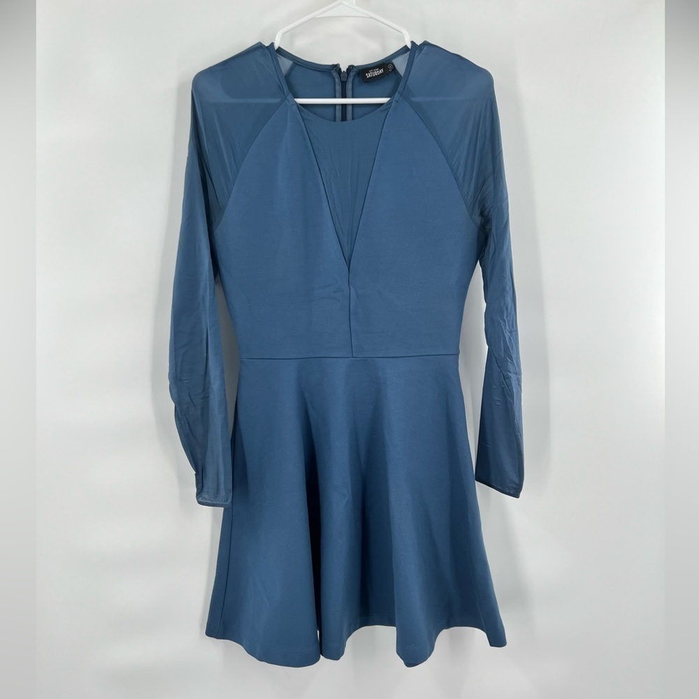 Kate Spade Saturday blue long sleeve fit flare dress size 4